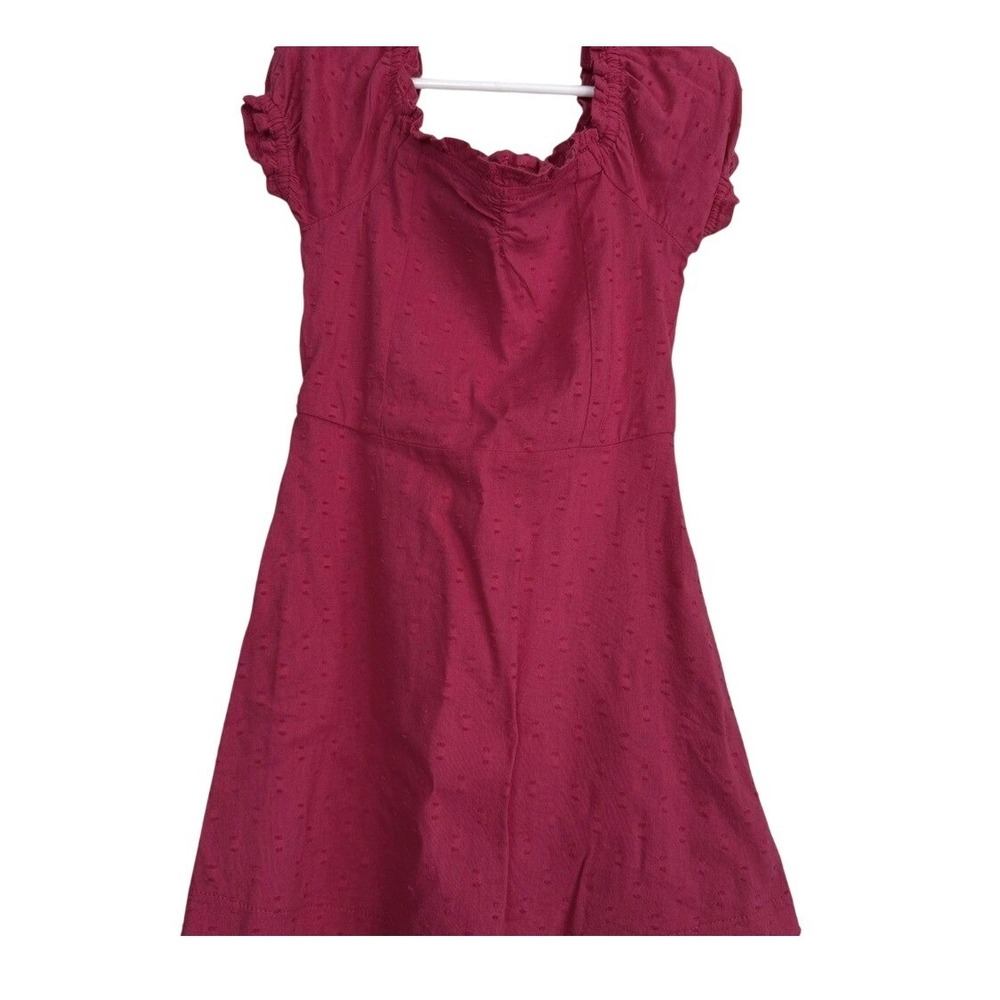 Old Navy Girls Magenta Pink Clip Dot Smocked Back Fit and Flare Dress XS 5